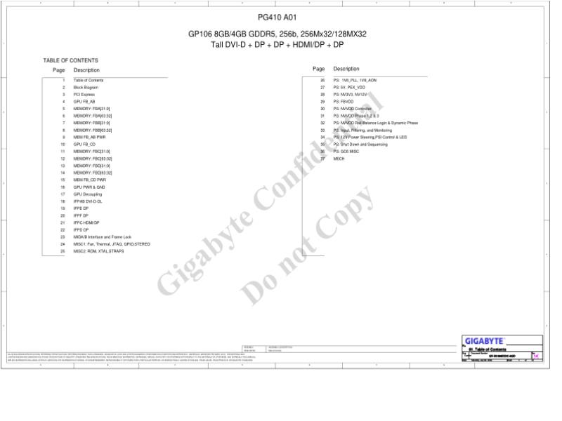 技嘉 显卡  GV N1060IXOC 6GD 1.0 电路图