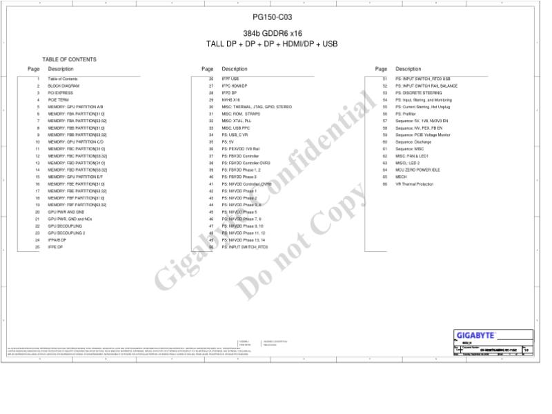 技嘉 显卡  GV N208TGAMING OC 11GC 1.0 电路图