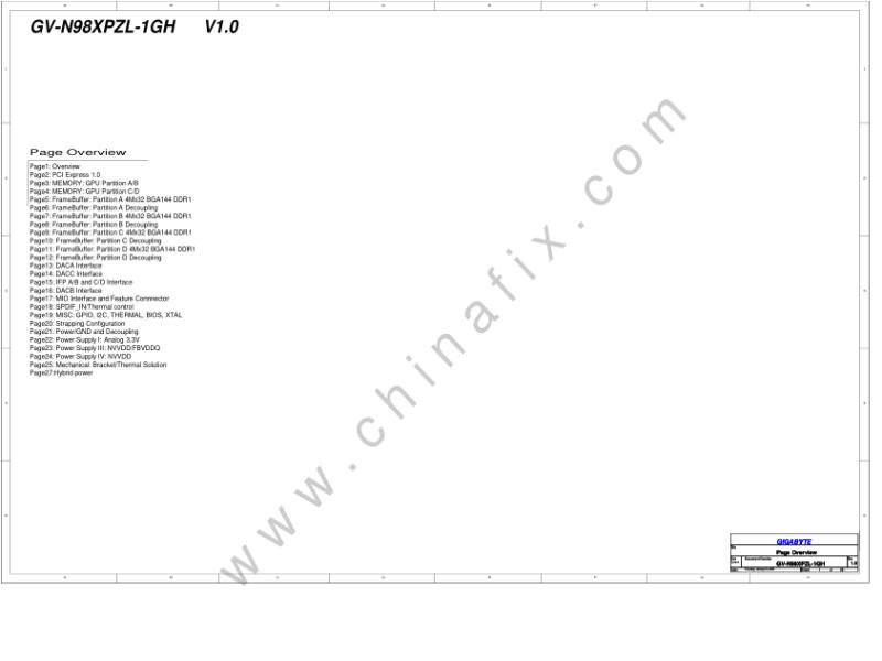 技嘉 显卡  GV N98XPZL 1GH 10 PVT 电路图